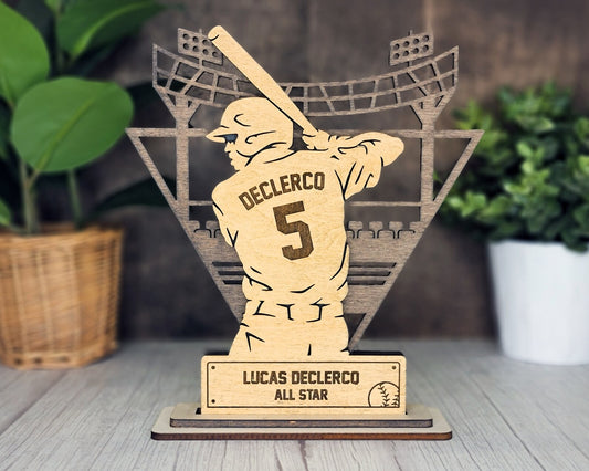 Baseball Statue Handmade Laser Cut 11 Inches Tall